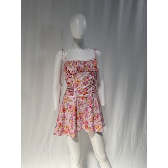 House Of Cb 'Alejandra' Purple Floral Bustier Georgette Dress Size M - Picture 2 of 5